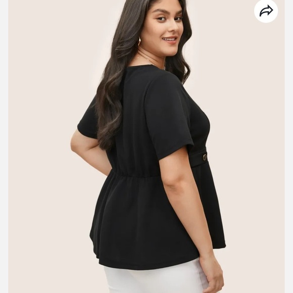 BloomChic Plus Size 3XL Square Neck Waist Tab Gathered Blouse us size 22 - Picture 2 of 9